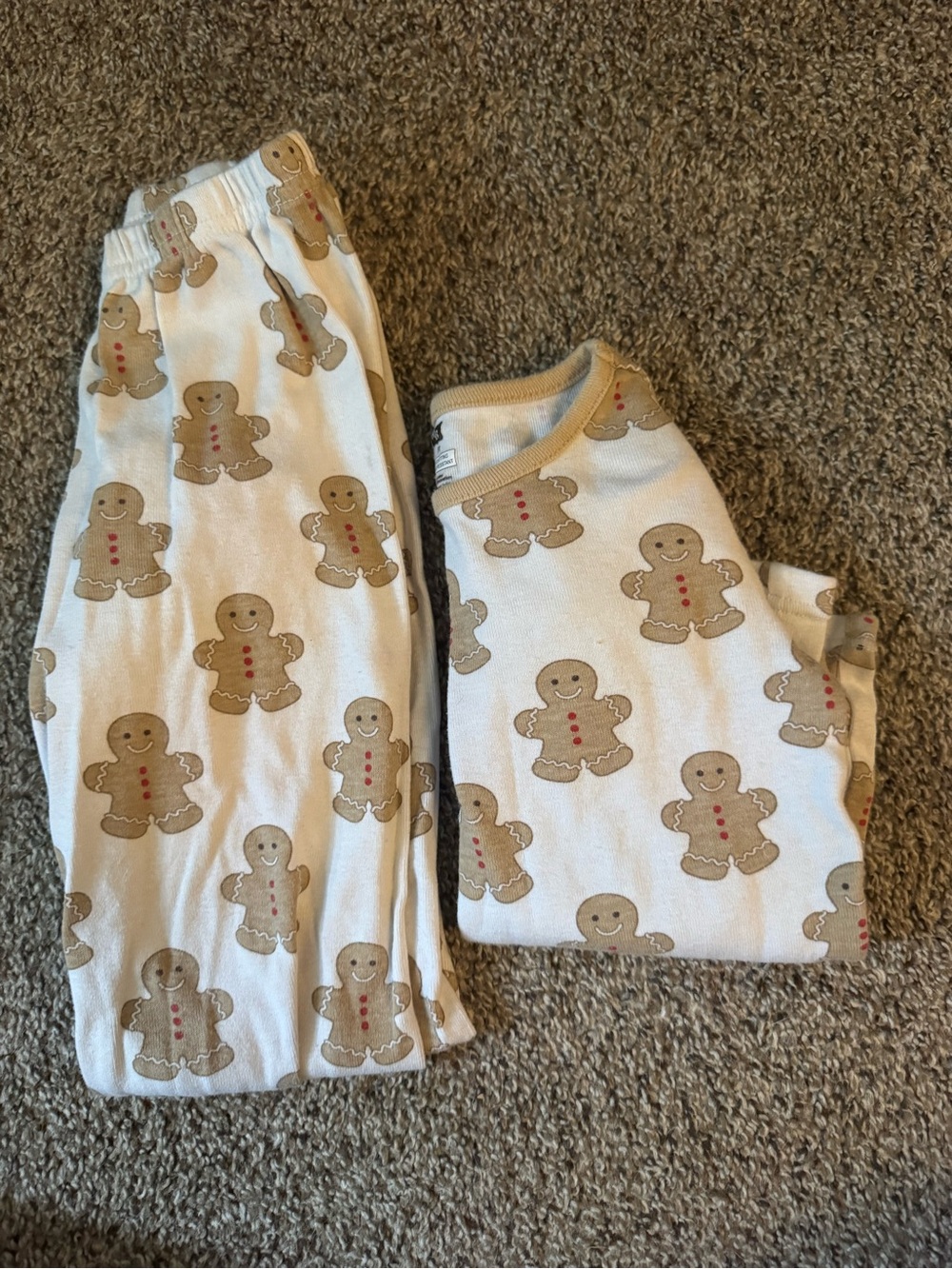 Kids White Gingerbread Print Pajama Set